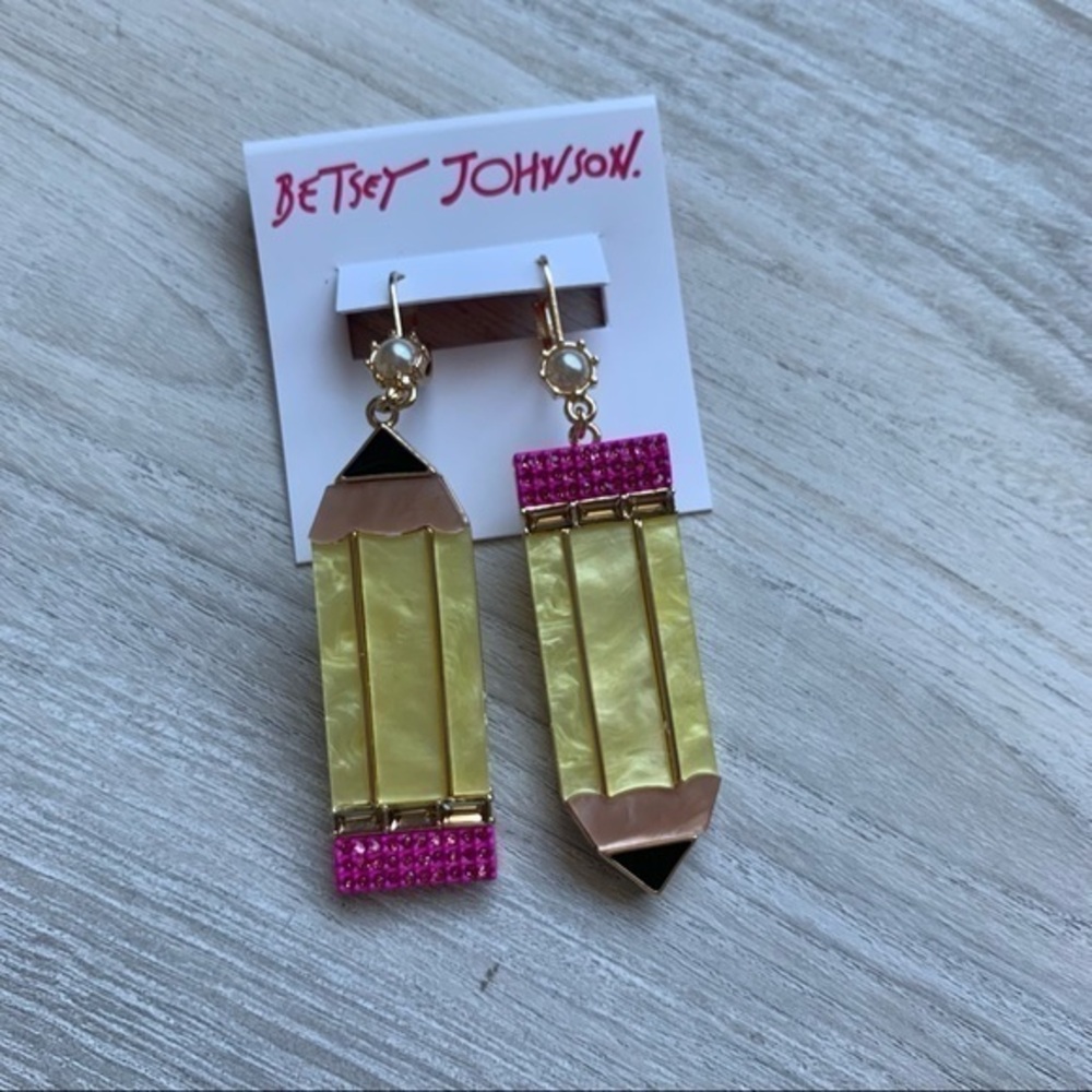 Betsey Johnson Pencil Mismatch Earrings